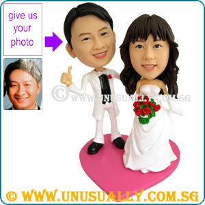 Custom 3D Thump Up Sweet Wedding Couple Figurines